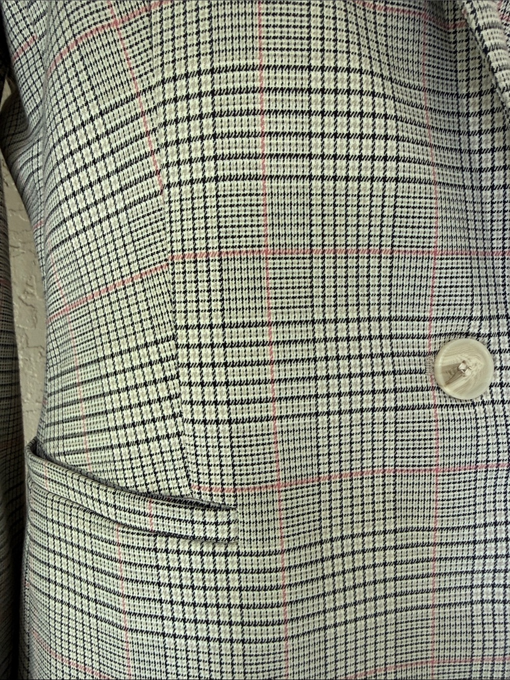 H&M Gray Plaid Blazer with Pink Windowpane Accent - Picture 2 of 8